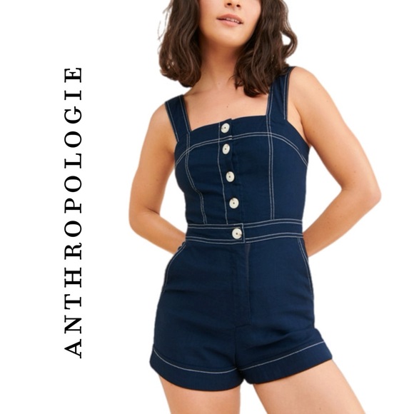 Anthropologie Portside Button-Front Romper - Picture 5 of 11